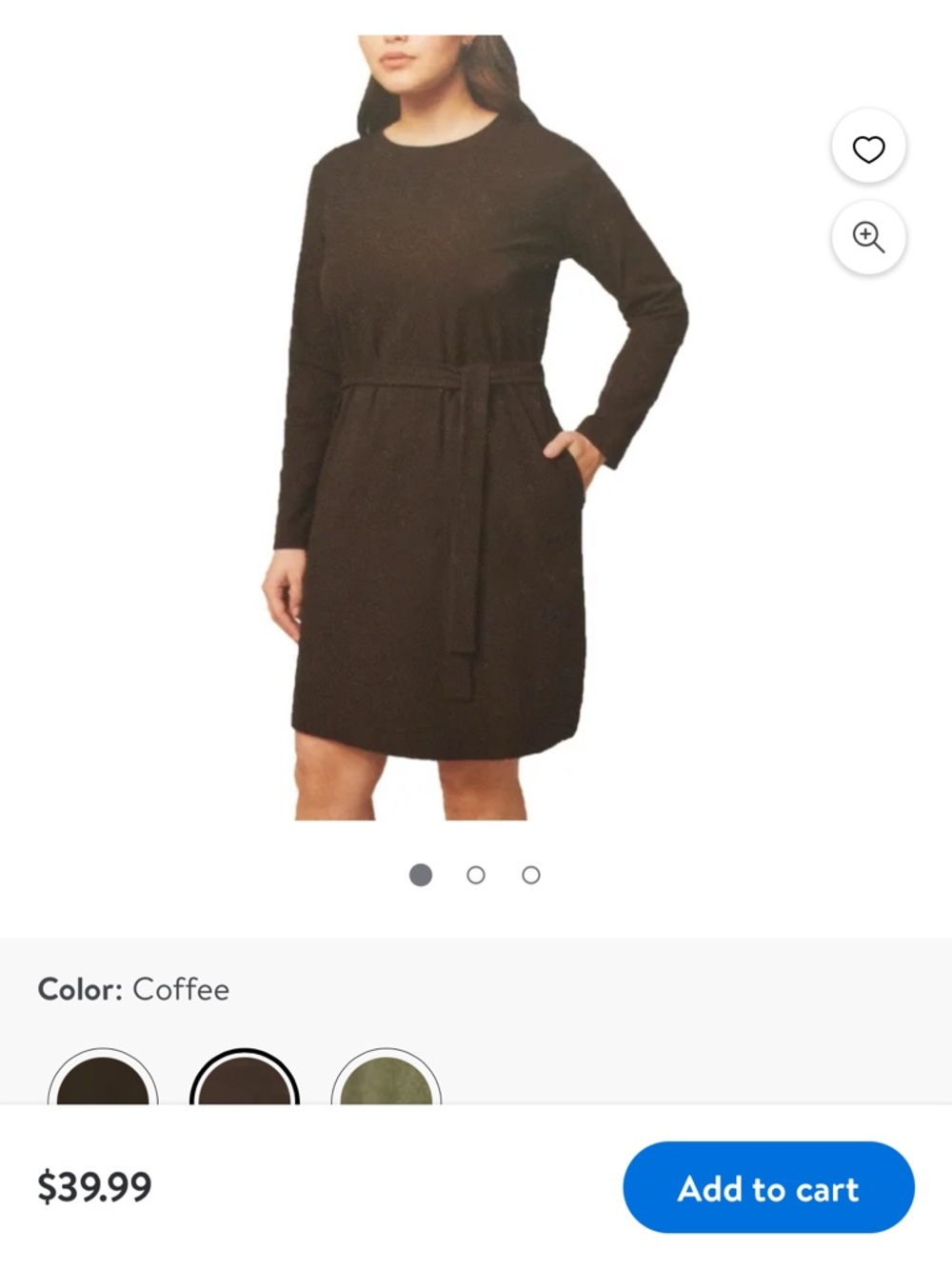 Modern Ambition Women's Crewneck Ribbed Dress (Chicory Coffee, XL)